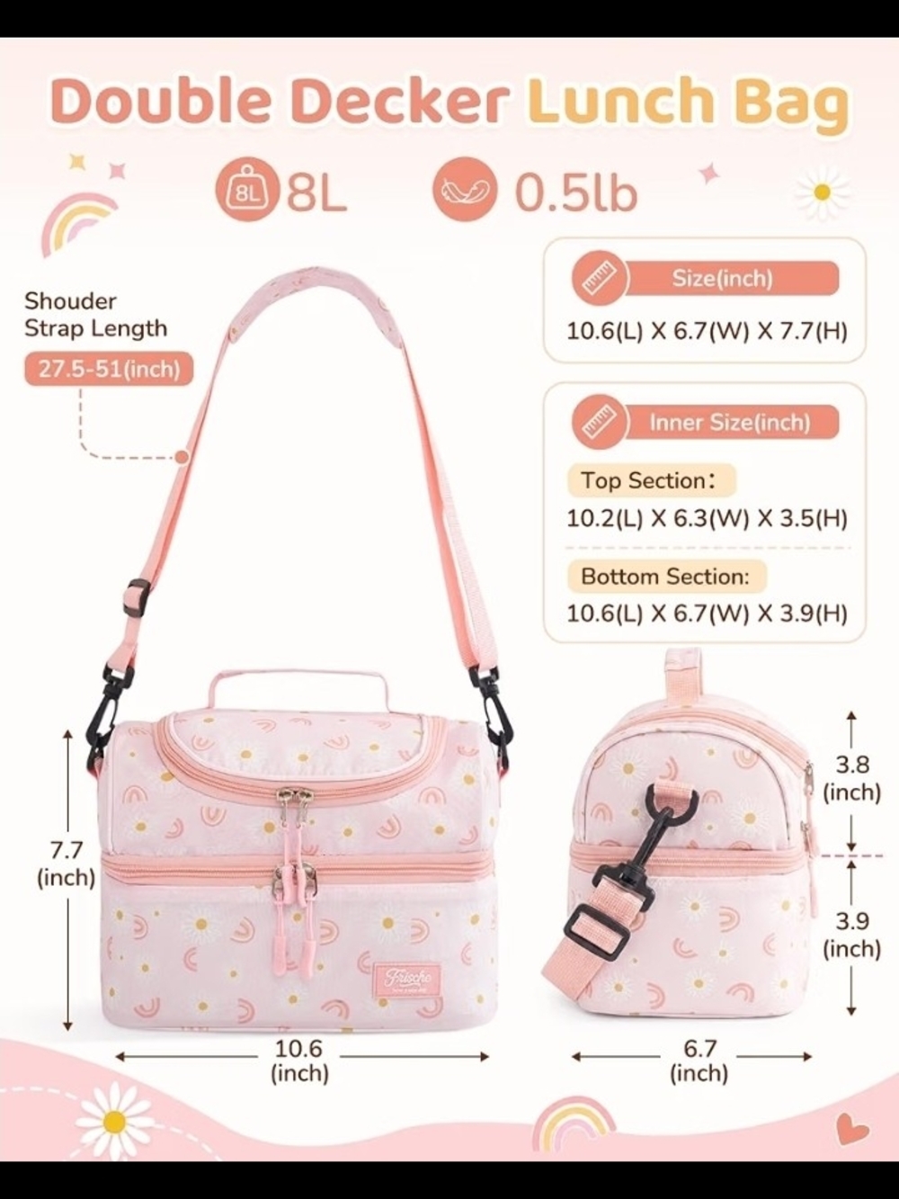 Leak-Proof Double Insulated Lunch Bag/Tote | Adjustable Shoulder Strap | NEW | - Picture 3 of 5